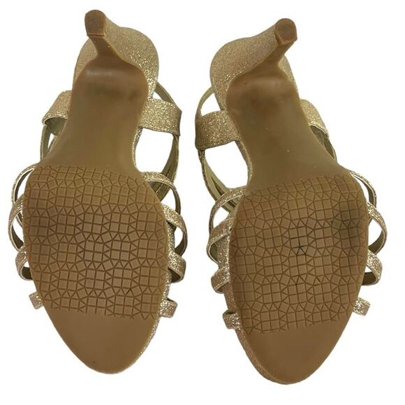 Audrey Brooke Kellie Heels Gold Shimmer Open Toe Slingback Women’s Size 7.5M - Picture 8 of 13